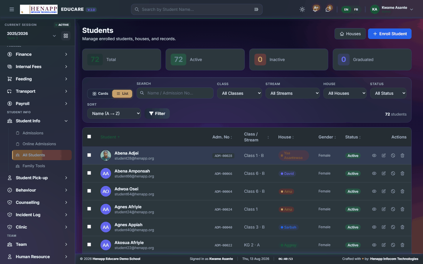 All Students — Student Info