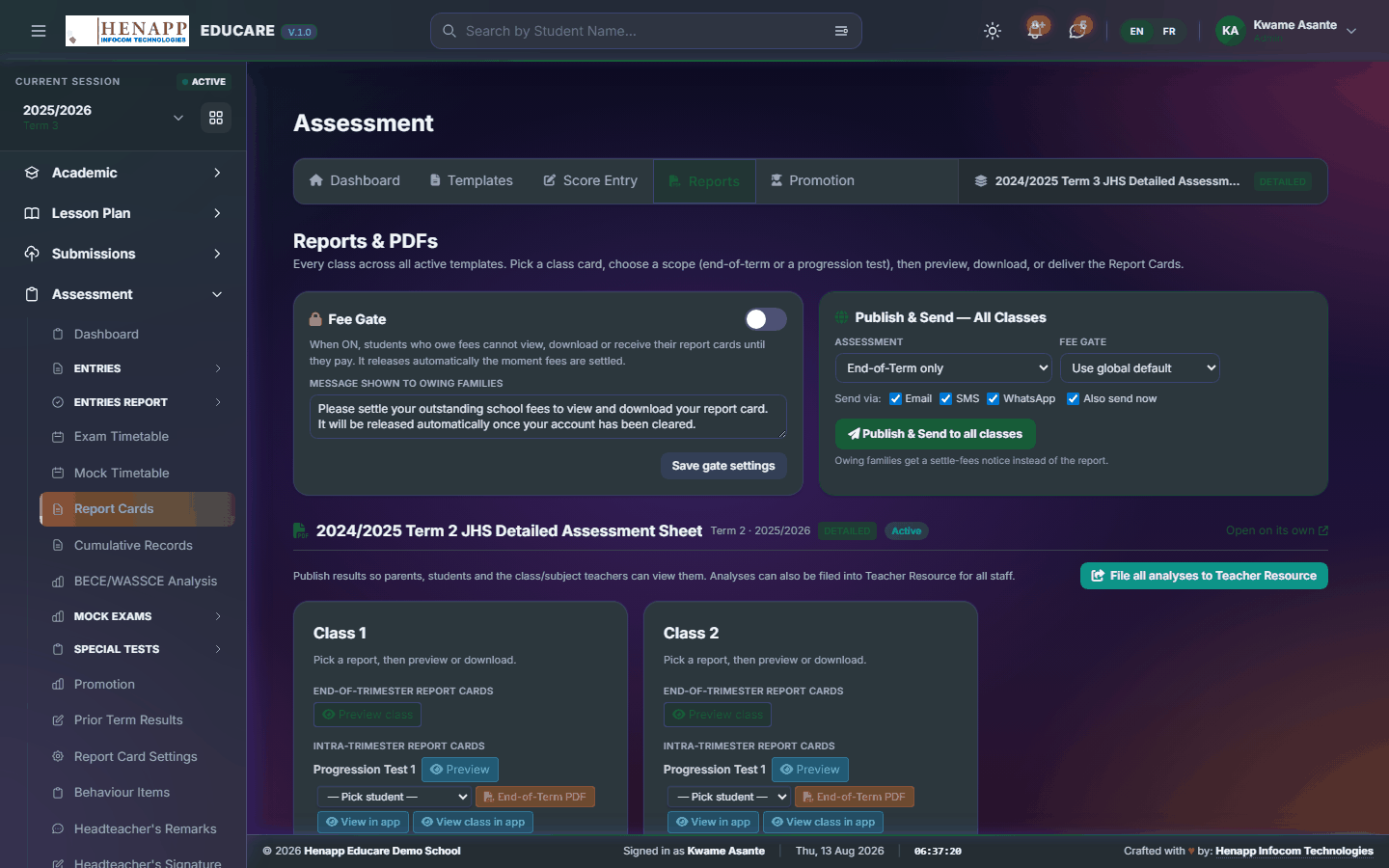 Report Cards — Assessment