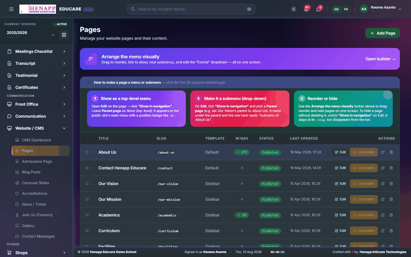 Pages — Website / CMS