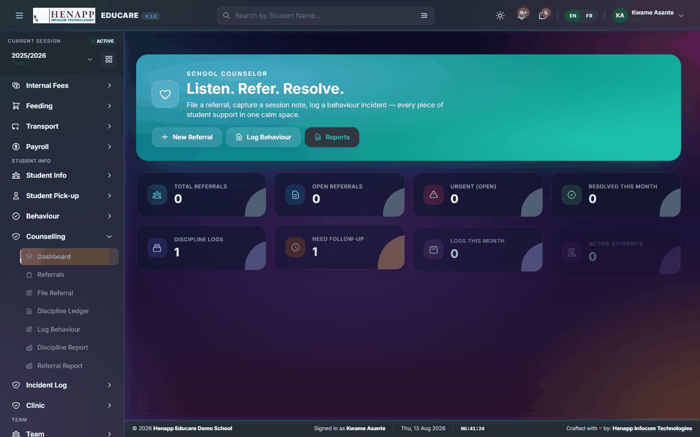 Dashboard — Counselling