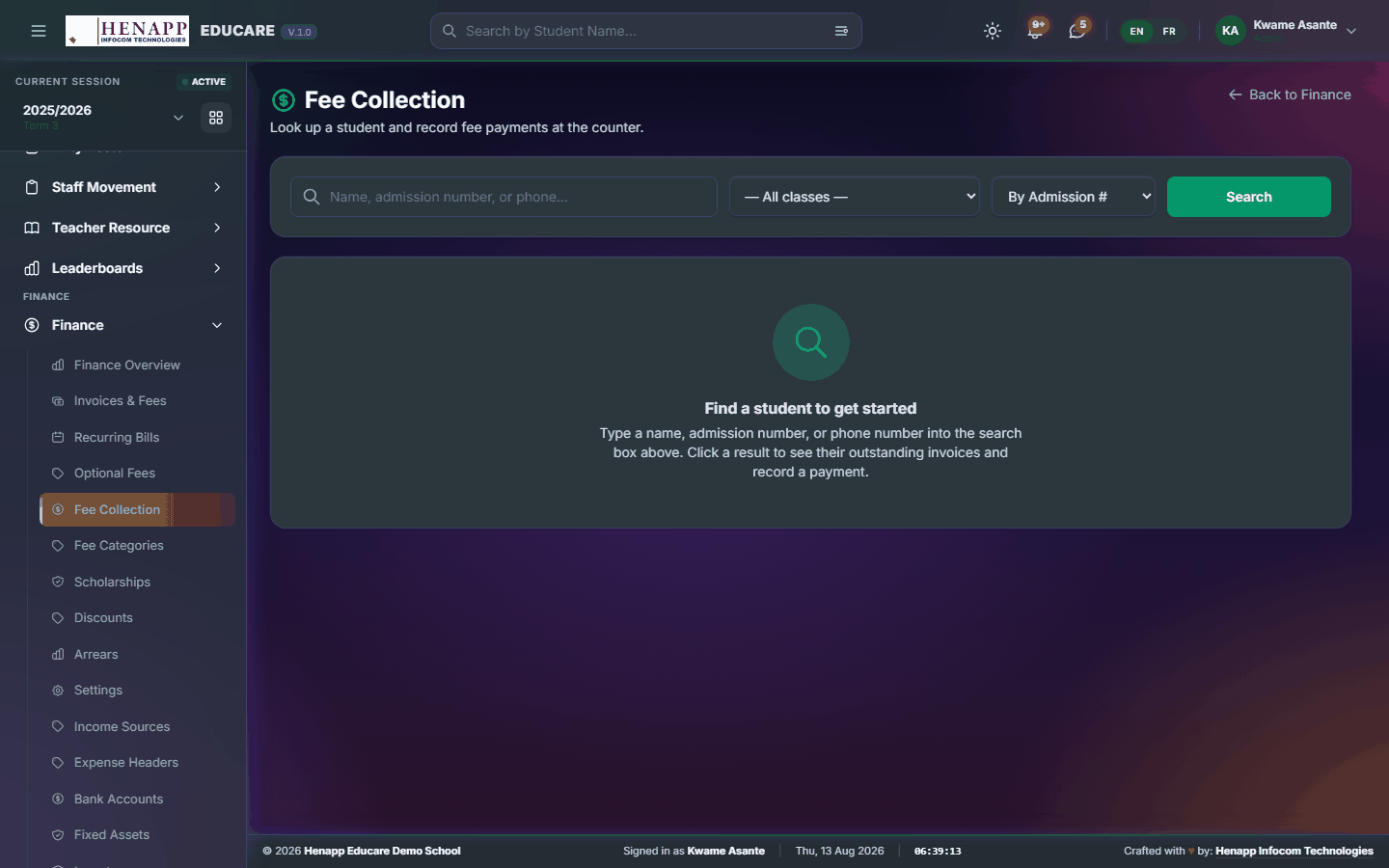 Fee Collection — Finance