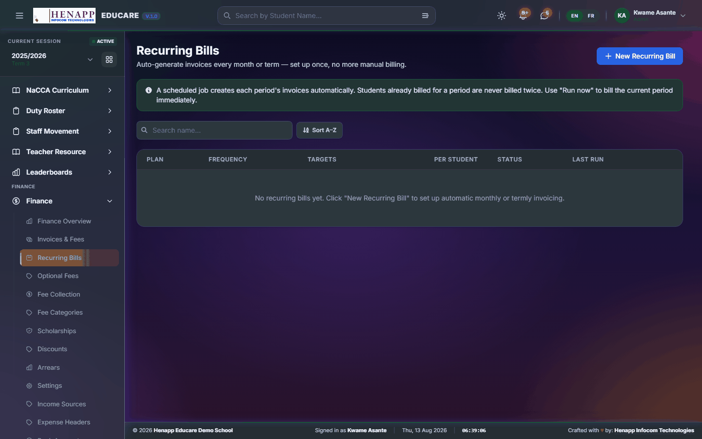 Recurring Bills — Finance