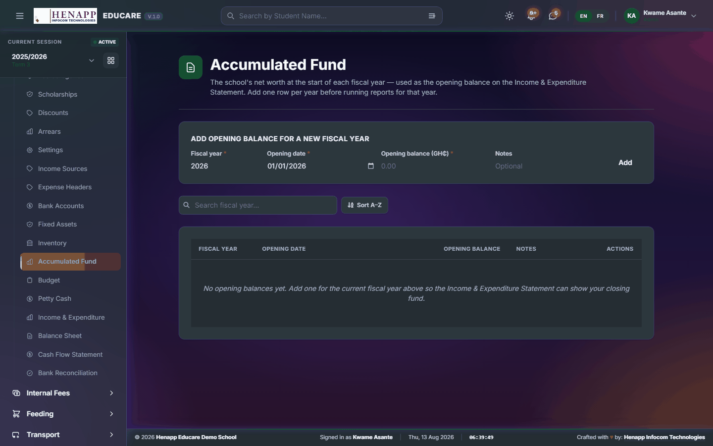 Accumulated Fund — Finance