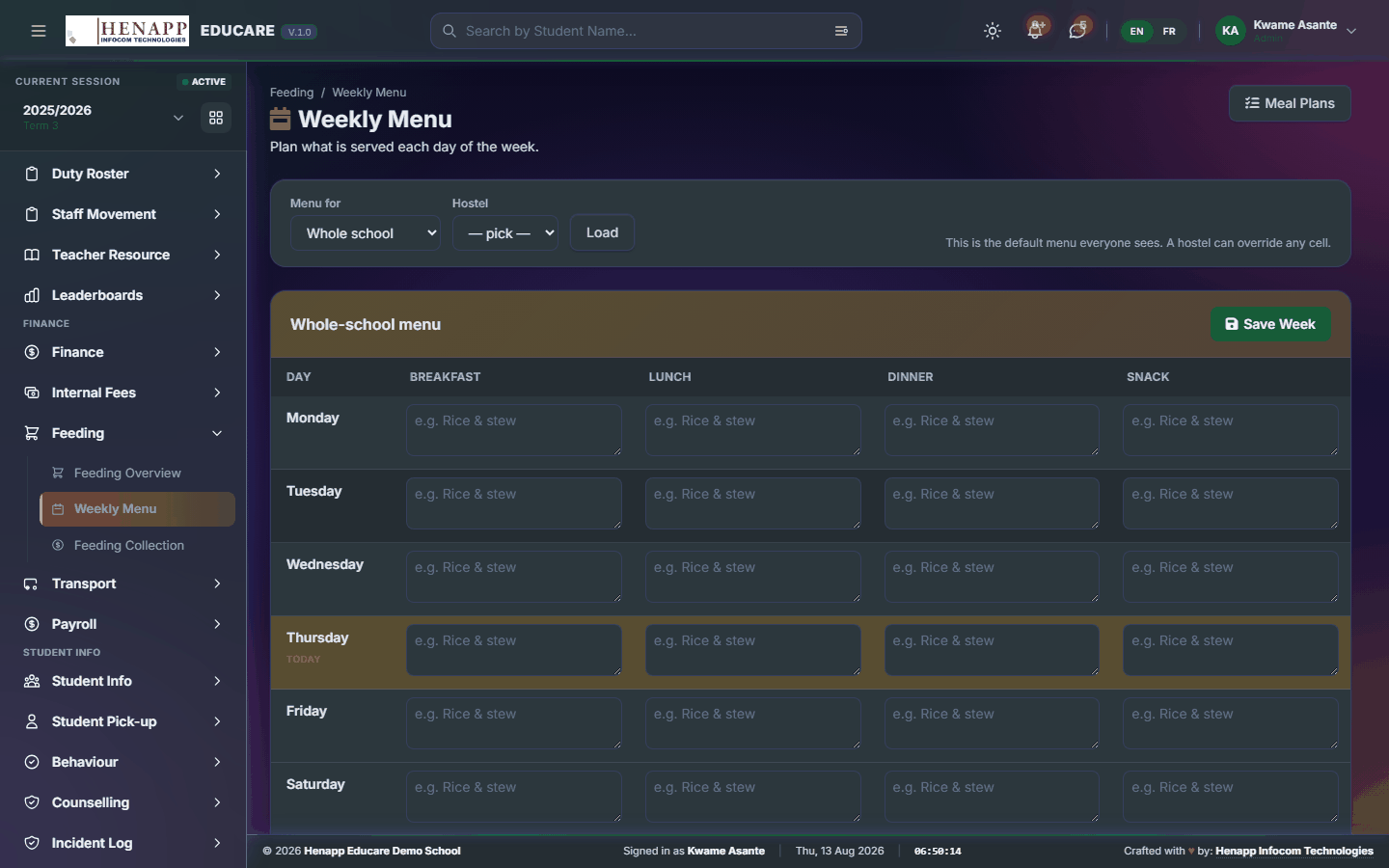 Meal Planning — Hostels