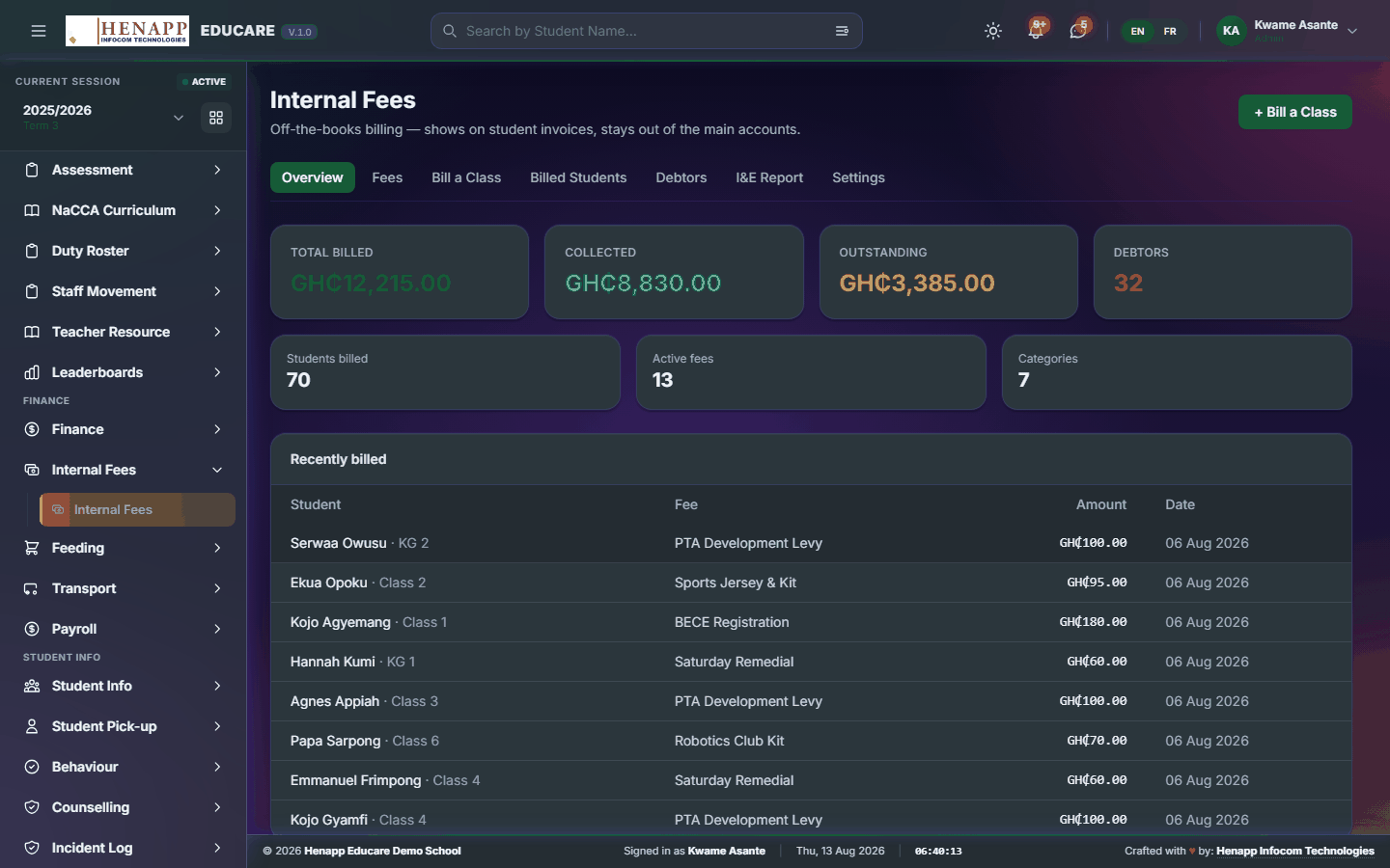 Internal Fees — Internal Fees