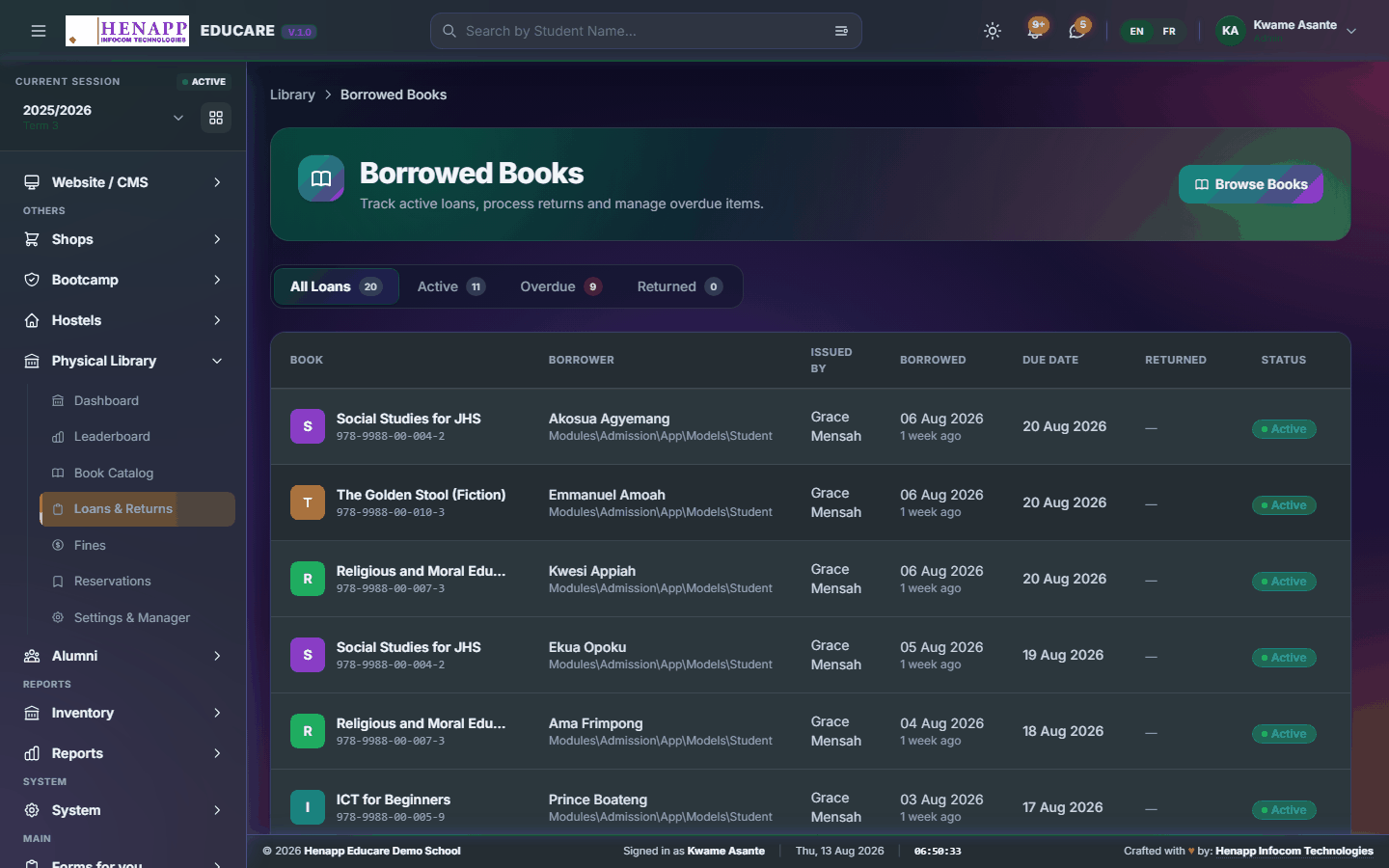 Loans & Returns — Physical Library