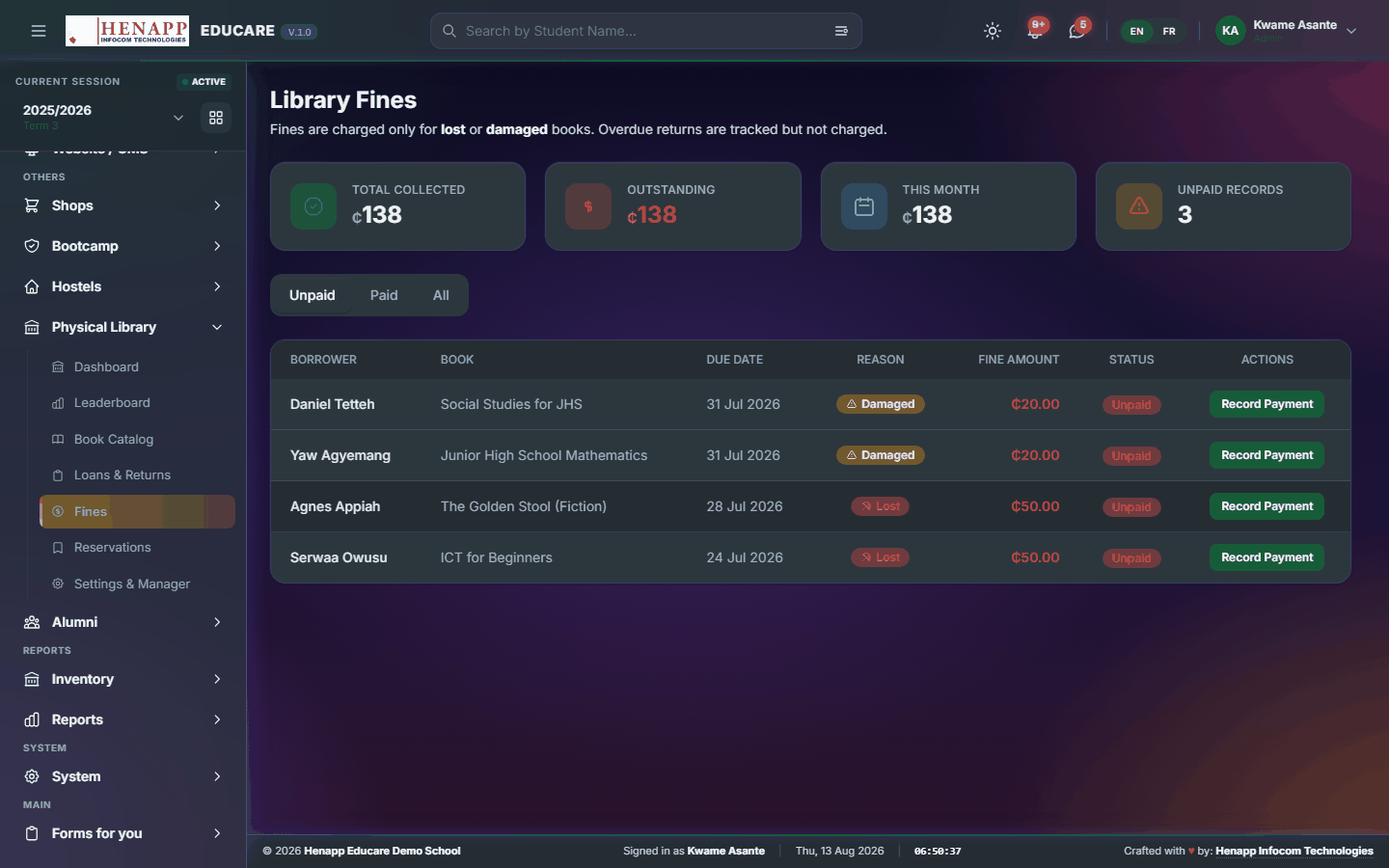 Fines — Physical Library
