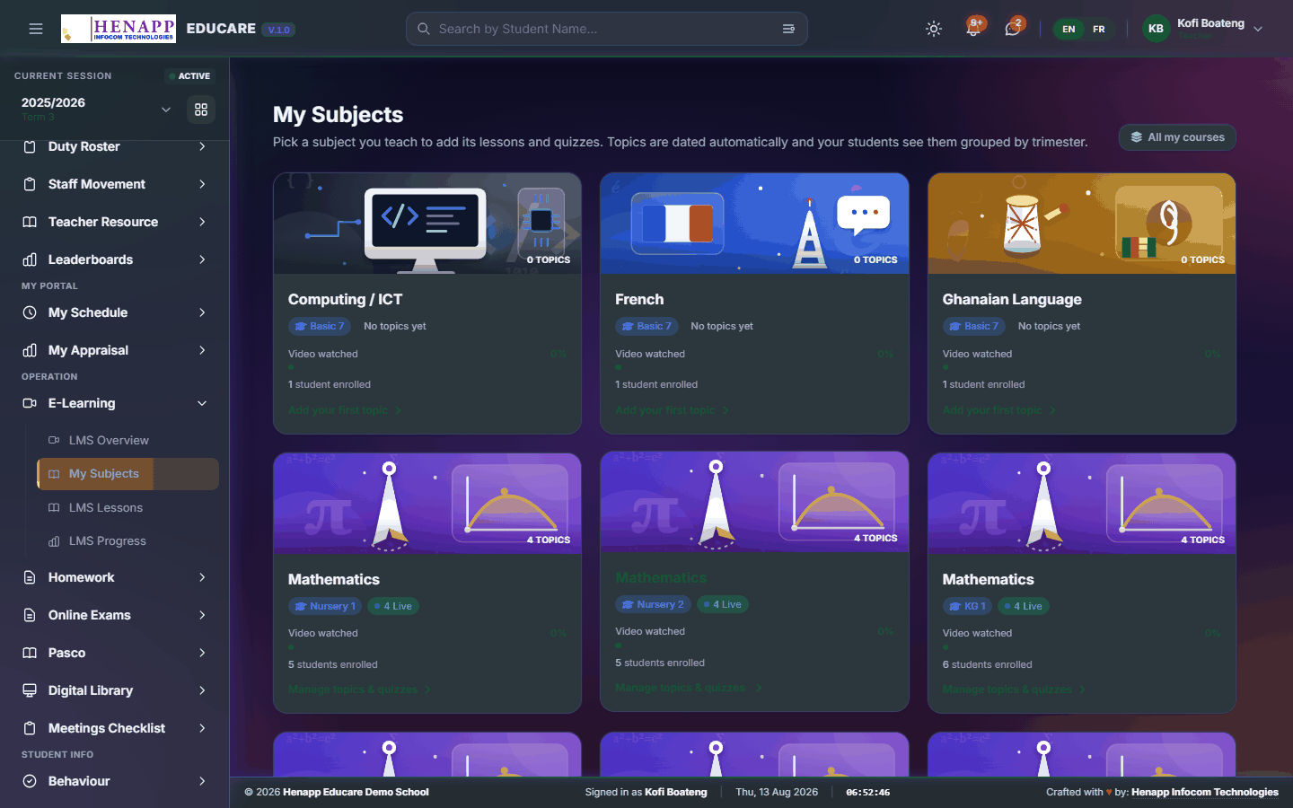 My Subjects — E-Learning