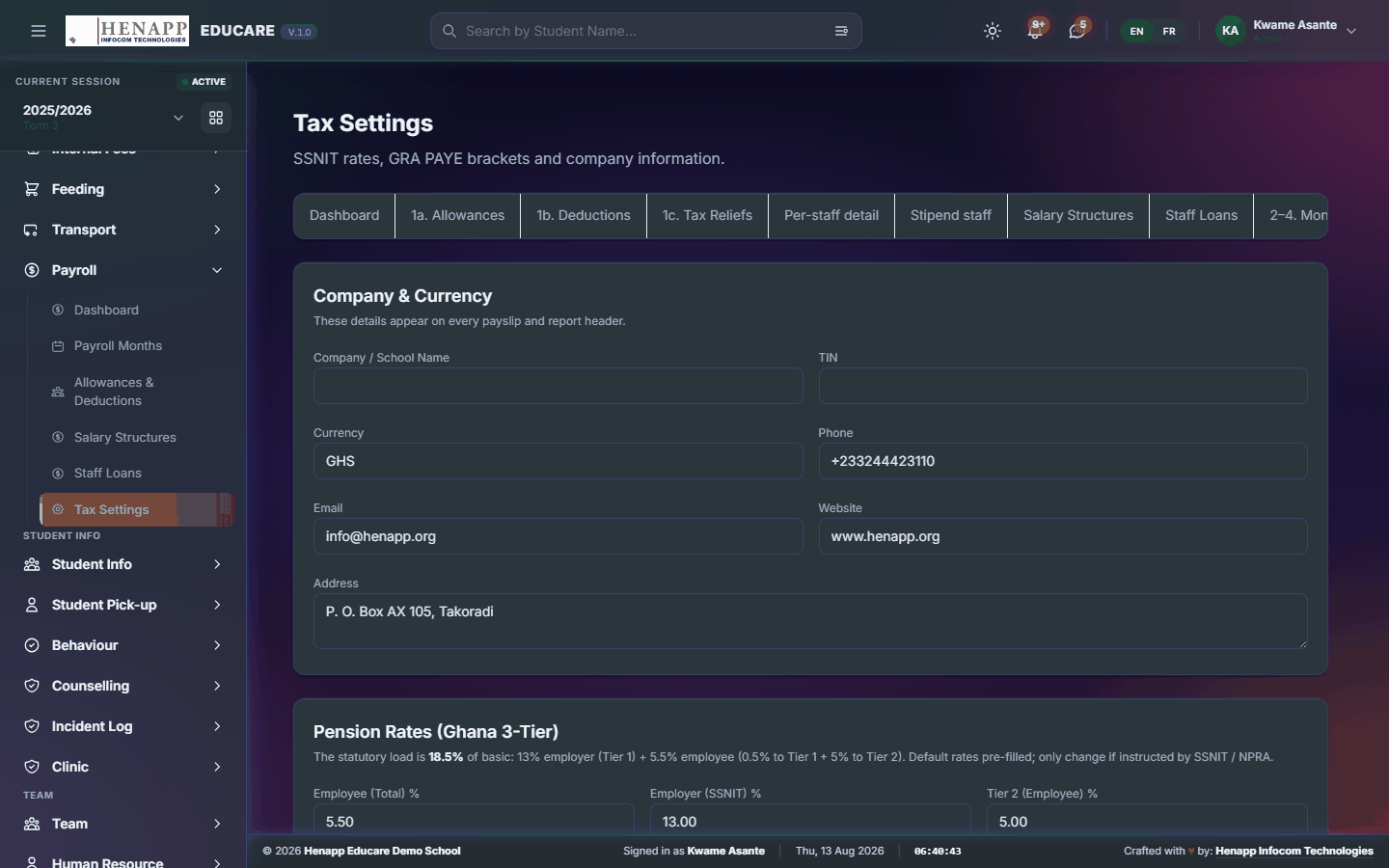 Tax Settings — Payroll