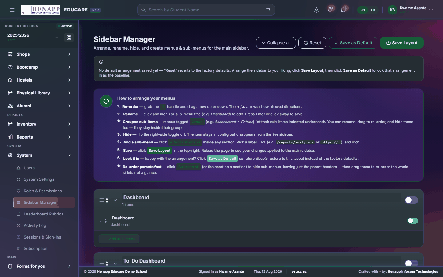 Sidebar Manager — System