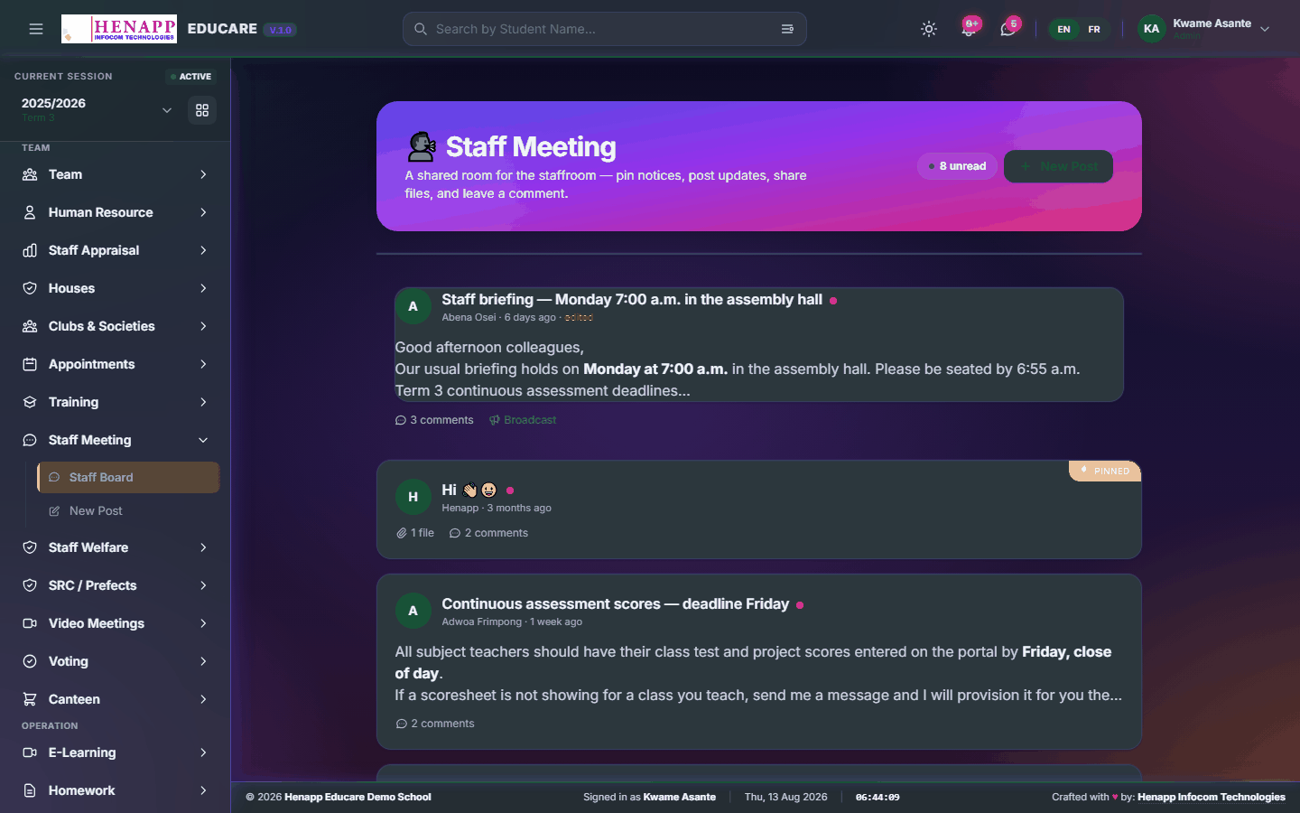 Staff Board — Staff Meeting