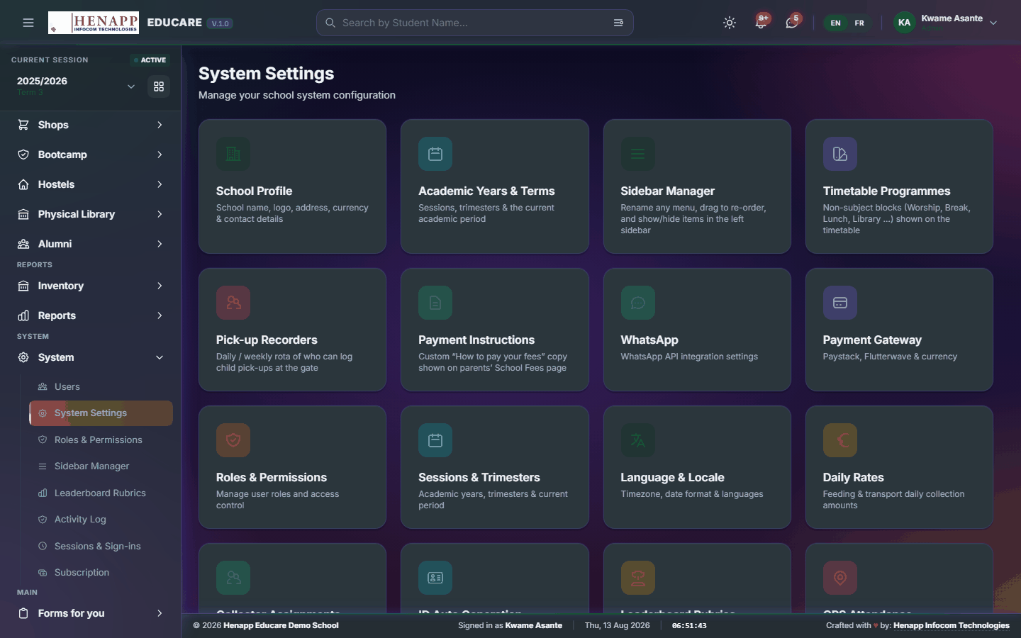 System Settings — System